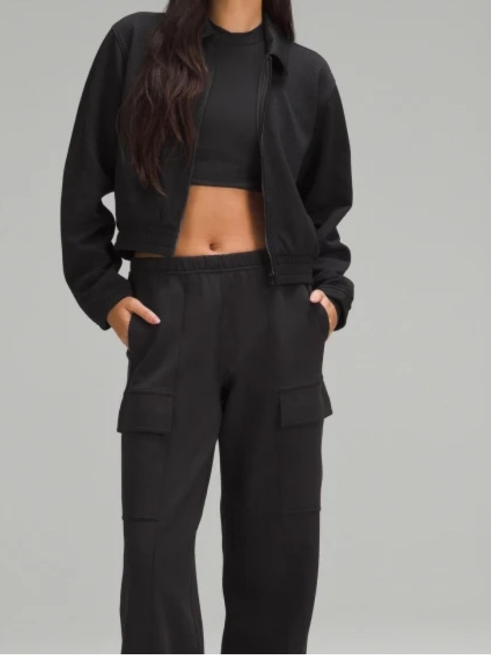 NWT Lululemon Bubble Knit Zip Up Jacket Size 4 Black Logo